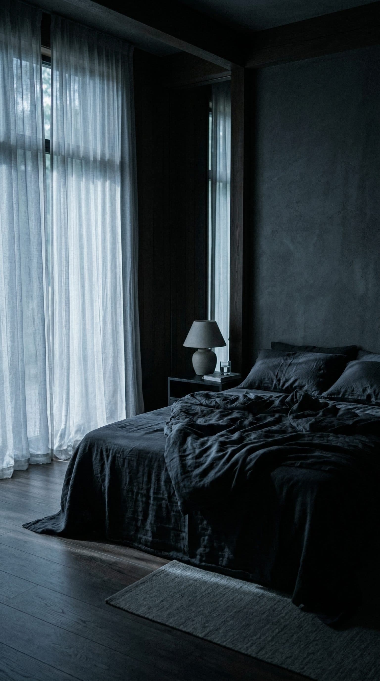 A bedroom in moonlight