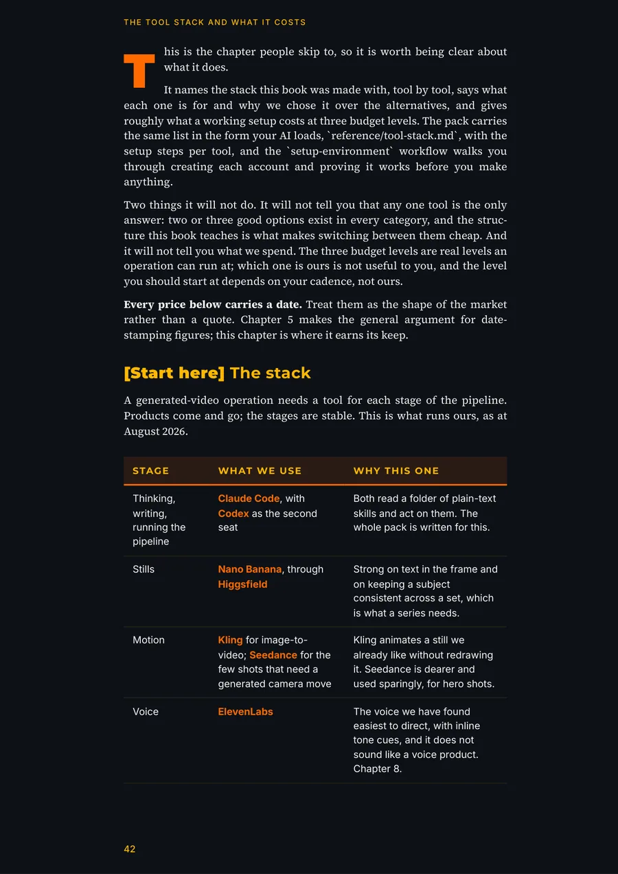 The three budget levels table from Chapter 9