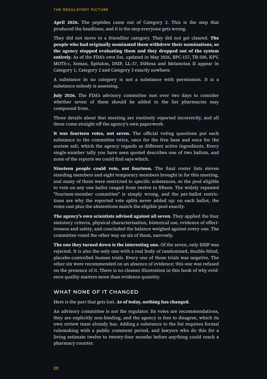 A page from the opening chapters of the peptide guide
