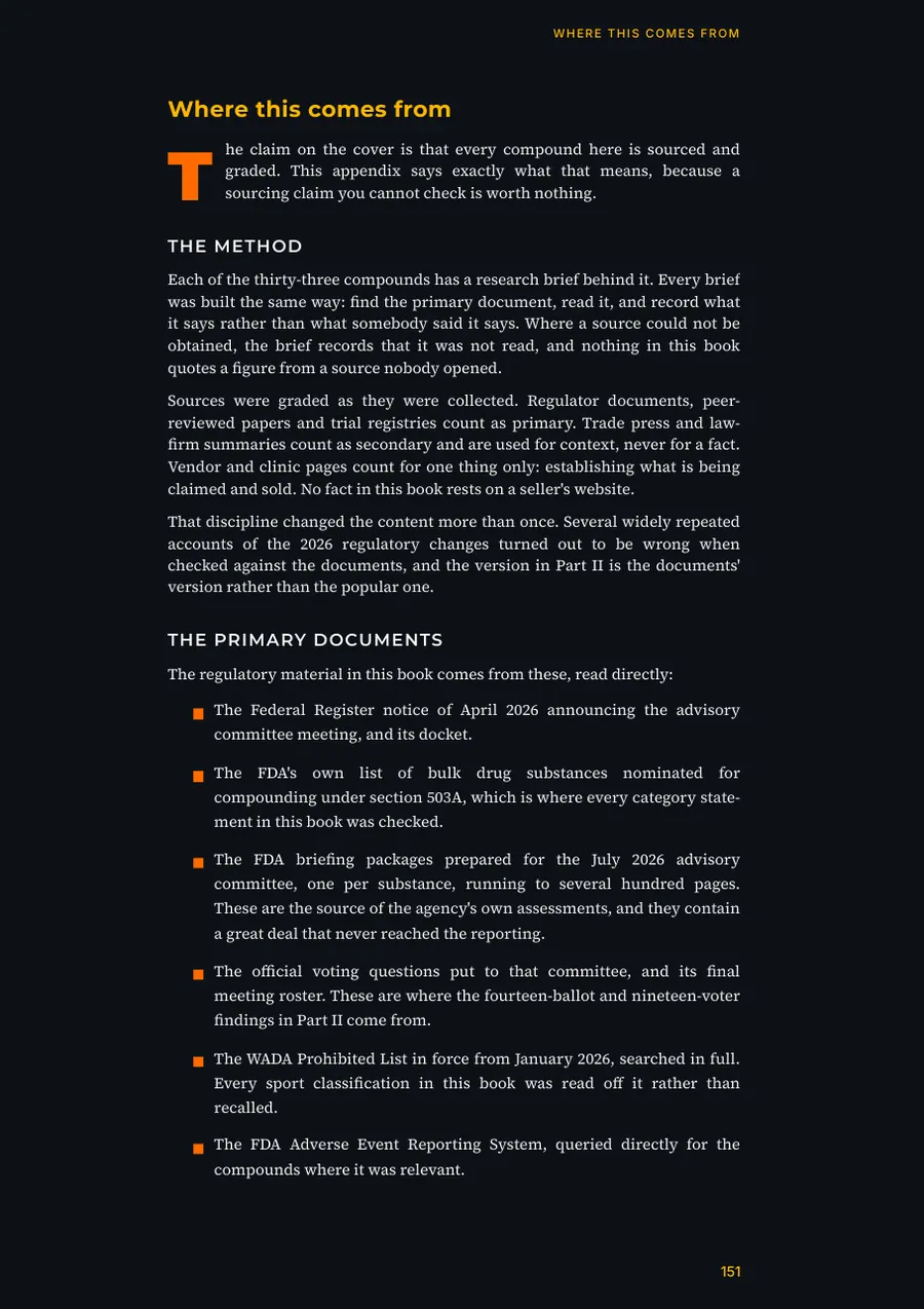 Sources page of the peptide guide